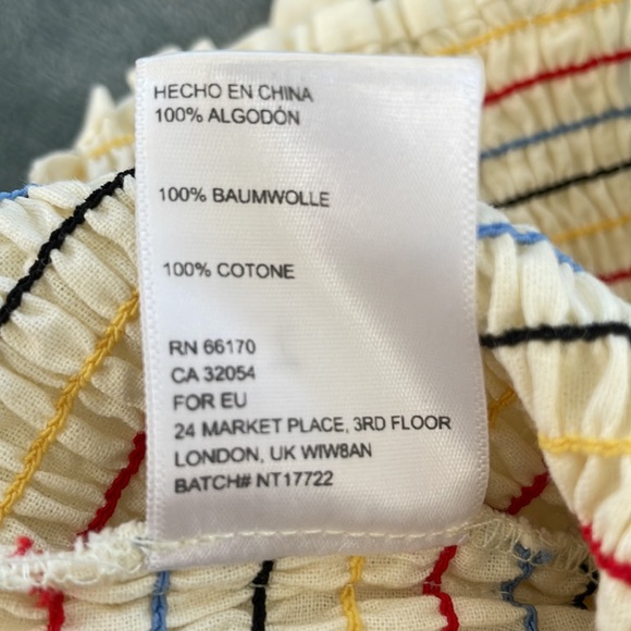 Urban Outfitters Smocked Crop Top Ruched Rainbow Ruffles Pin Stripes Size Meidum - Picture 6 of 6